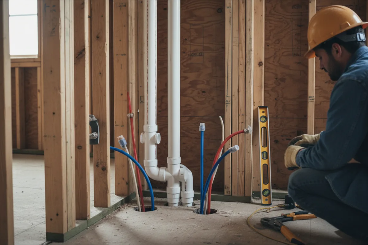 Drain and supply rough-in during Leak Detection in Crozier