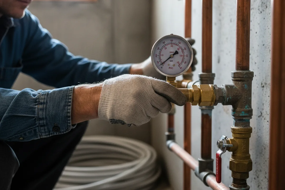 Pressure testing a repaired line during Water Line Repair in Crozier